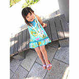 子供用ハワイアンワンピース 編みこみ ライトブルー