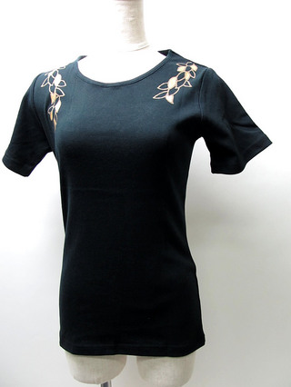 フラハワイ フラガール フライスTシャツ ブラック