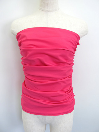 フラダンス衣装トップス シャーリングブラウスチューブトップ ピンク