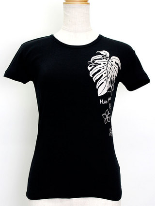 フラスタイル（Hula Style）Tシャツ モンステラ＆プルメリア ブラック