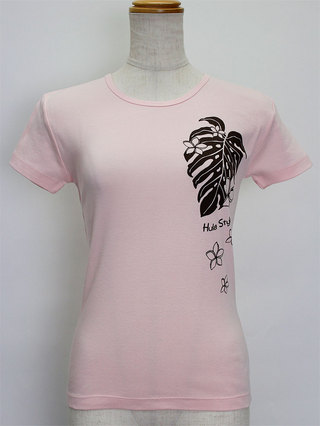 フラスタイル（Hula Style）Tシャツ モンステラ＆プルメリア ピンク