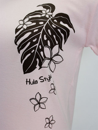 フラスタイル（Hula Style）Tシャツ モンステラ＆プルメリア ピンク