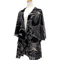 透け感シフォンショール ハイビスカスブラック