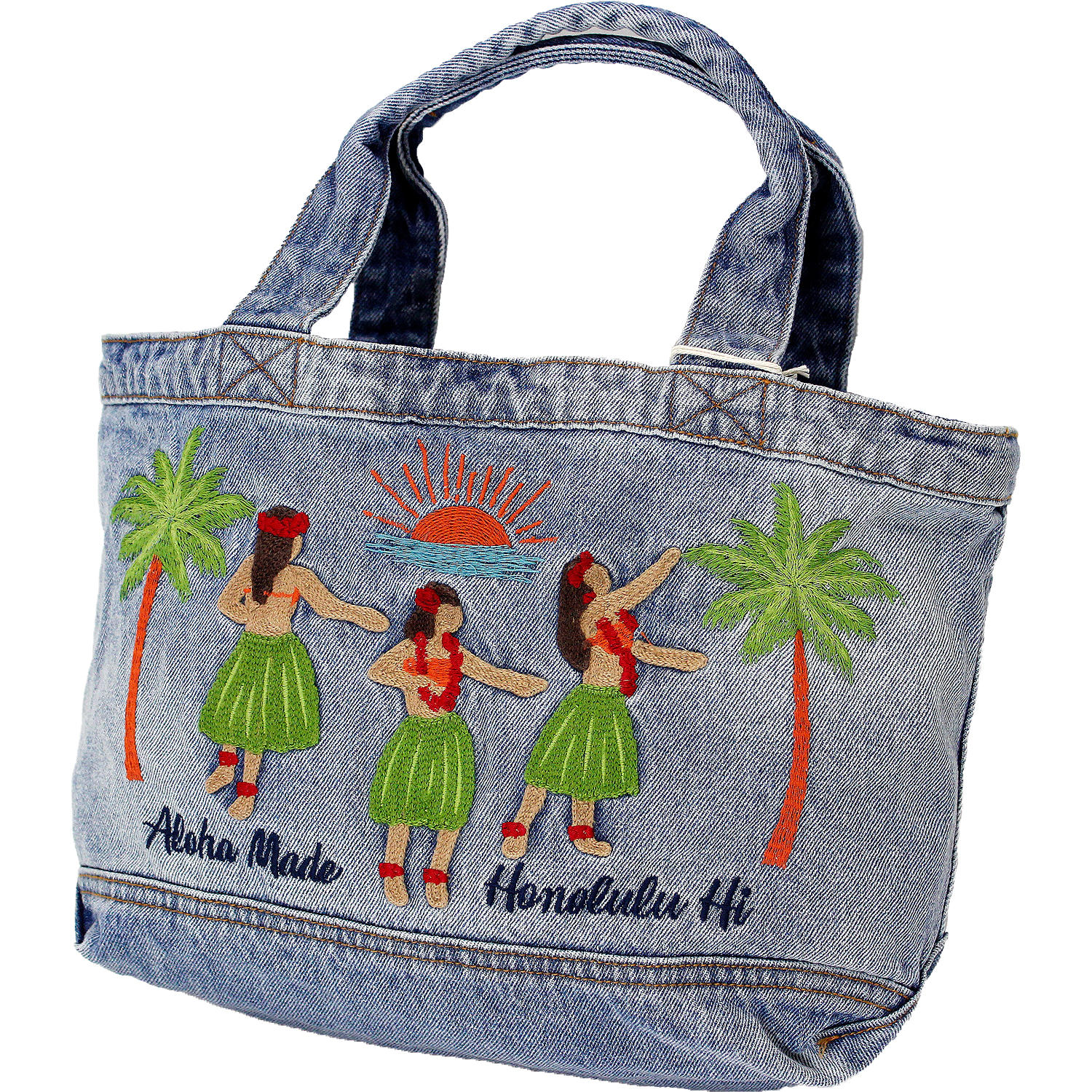 アロハメイド(Aloha MADE)デニムトートバッグ フラガール サックスブルー