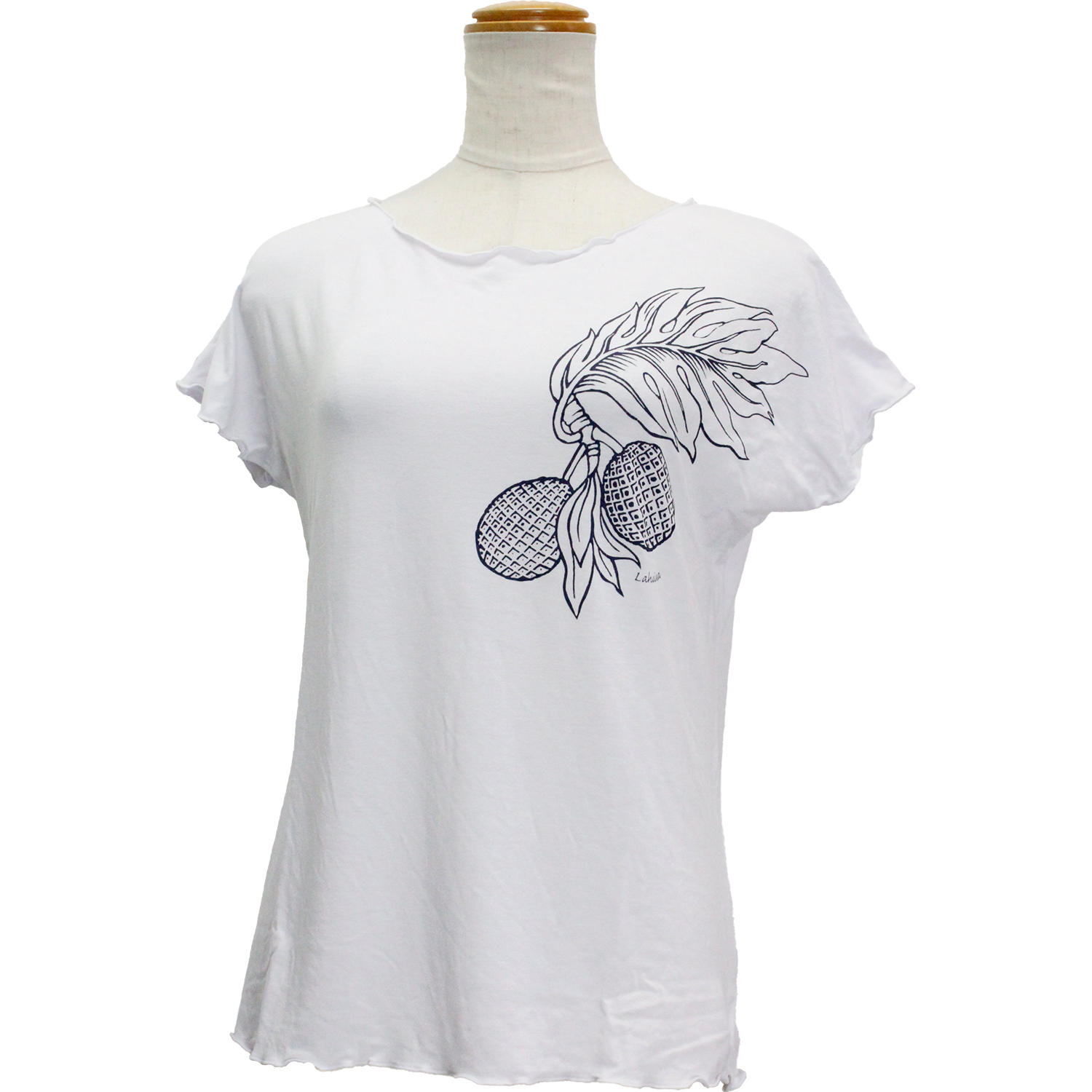 Lahaina ノースリーブストレッチTシャツ ブレッドフルーツ ホワイト