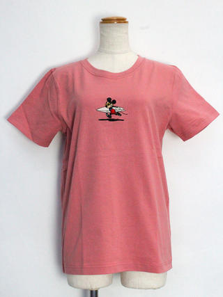 フララニ ミッキー刺繍Ｔシャツ サーフボードミッキー ピンク