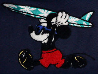 フララニ（Hula Lani）キャンバストートバッグ ディズニーコラボ サガラ＆振り刺繍ミッキーマウス ネイビー