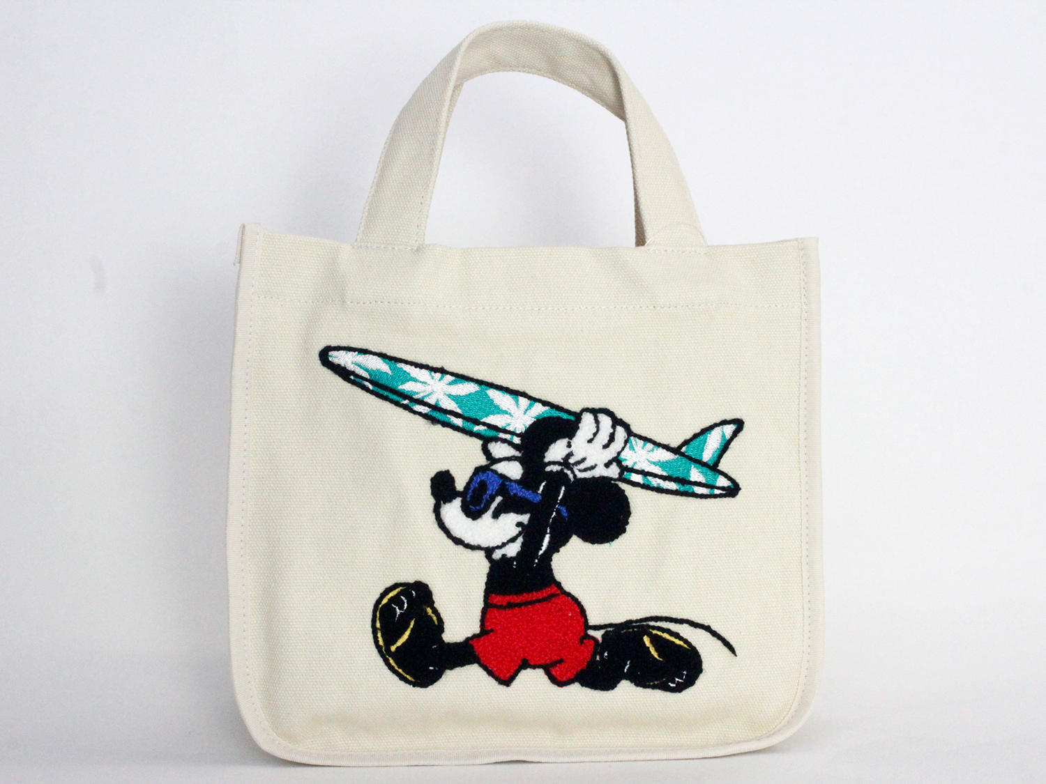 フララニ（Hula Lani）キャンバストートバッグ ディズニーコラボ サガラ＆振り刺繍ミッキーマウス ホワイト