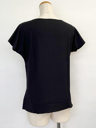 PUKANA ノースリーブストレッチTシャツ プルメリアレイ ブラック ML&XL