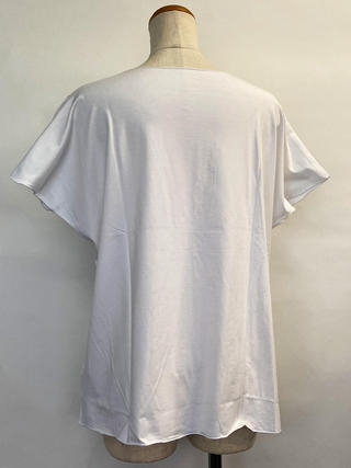 PUKANA ノースリーブストレッチTシャツ モンステラレイ ホワイト ML&XL