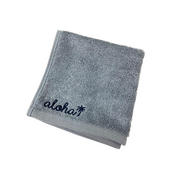 ハワイアン刺繍ハンドタオル アロハロゴ グレー