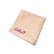 ハワイアン刺繍ハンドタオル アロハロゴ ライトピンク