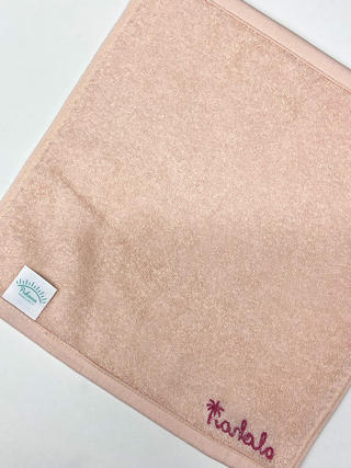 ハワイアン刺繍ハンドタオル アロハロゴ ライトピンク