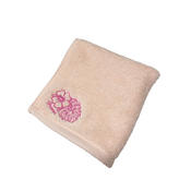 ハワイアン刺繍ハンドタオル モンステラハイビスカス ライトピンク