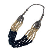 フラハワイアン ウッドプラビーズ グラデーションネックレス ブラック