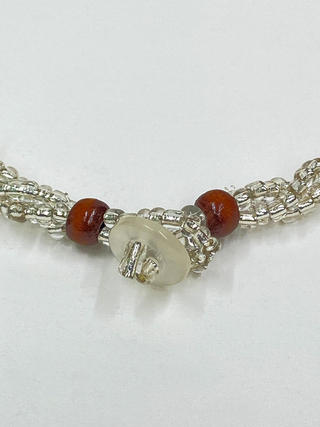 ピュアビーズネックレス リーフ＆ティアレ クリアホワイト