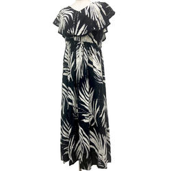 PUKANA フリル２way ドレスワンピース パームリーフ ブラック