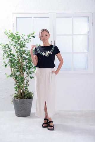 PUKANA ノースリーブストレッチTシャツ ラウアエ ブラック ML&XL