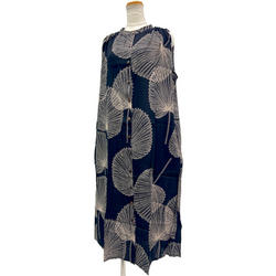 PUKANA フロントボタン ドレスワンピース パームリーフ ブラック