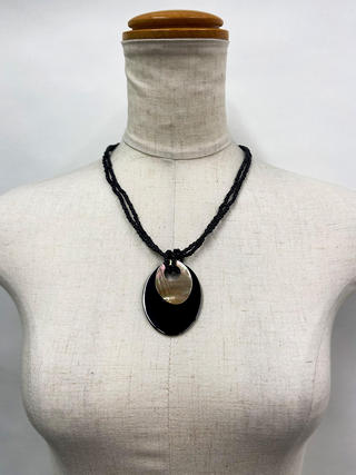 ピュアビーズネックレス ダブルシェル ブラック