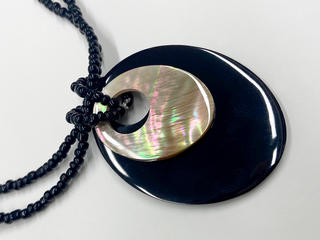 ピュアビーズネックレス ダブルシェル ブラック