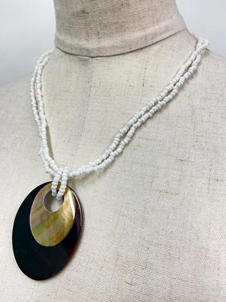 ピュアビーズネックレス ダブルシェル ホワイト