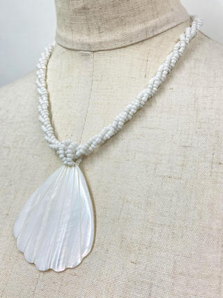 ピュアビーズネックレス パールシェル ホワイト
