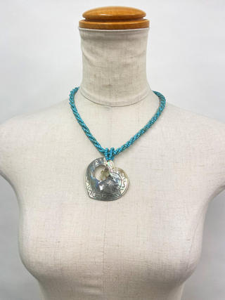 ピュアビーズネックレス オープンハートティアレ ターコイズ