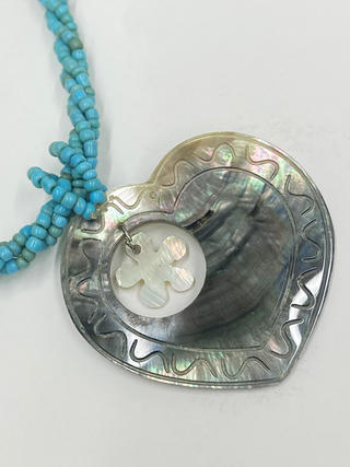 ピュアビーズネックレス オープンハートティアレ ターコイズ