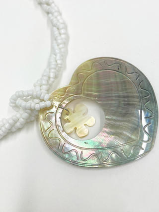 ピュアビーズネックレス オープンハートティアレ ホワイト