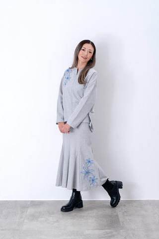 裏毛マーメイドスカート トリプルティアレ グレー