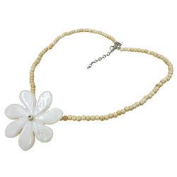 ウッドビーズネックレス ティアレ ナチュラルホワイト