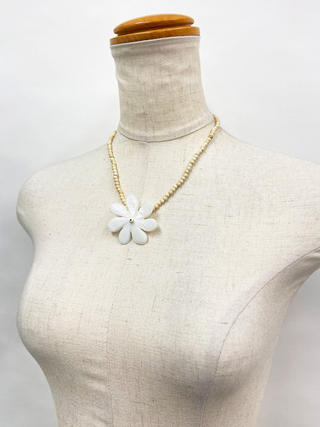 ウッドビーズネックレス ティアレ ナチュラルホワイト