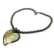 ピュアビーズネックレス ソリッドハート ブラックシルバー