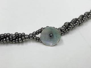 ピュアビーズネックレス ソリッドハート ブラックシルバー