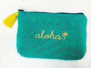 alohaイカット生地ポーチ ターコイズ