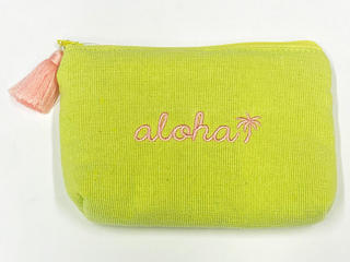 alohaイカット生地ポーチ ライムイエロー