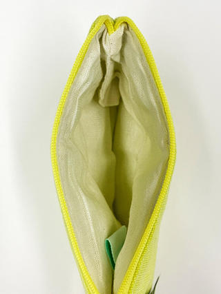 alohaイカット生地ポーチ ライムイエロー