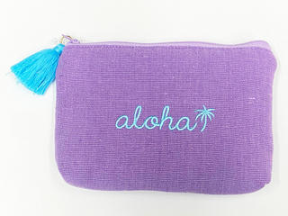 alohaイカット生地ポーチ パープル