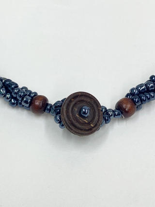 ピュアビーズネックレス トリプルプルメリア ブラック