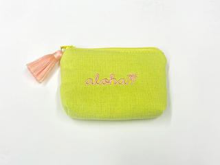 alohaイカット生地ミニポーチ ライムイエロー
