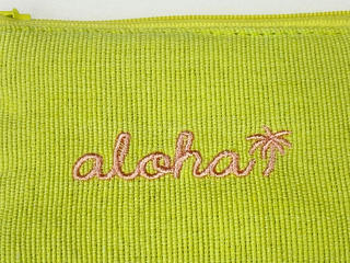 alohaイカット生地ミニポーチ ライムイエロー