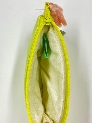 alohaイカット生地ミニポーチ ライムイエロー