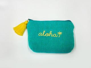 alohaイカット生地ミニポーチ ターコイズ