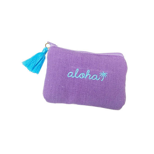 alohaイカット生地ミニポーチ パープル