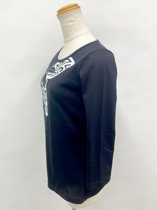 PUKANA 七分袖 ストレッチTシャツ ティアレカヒコ ブラック