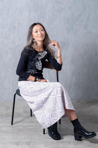 PUKANA 七分袖 ストレッチTシャツ ティアレカヒコ ブラック