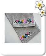 ハワイアンレギンス 7分丈 両裾刺繍 グレー