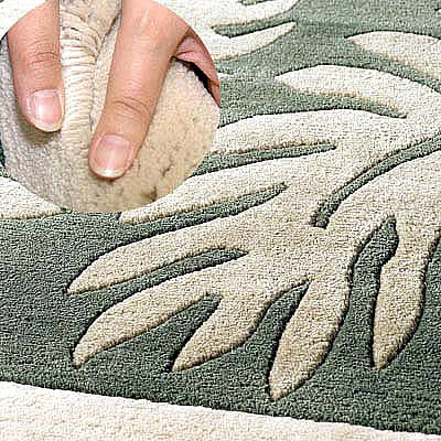 ハワイアン ラグ(段通織り) ラウアエファーン(ペールグリーン)の毛並み