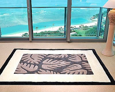 ハワイアン ラグ（段通織り） ラウアエファーン（チャコール）120cm×180cm